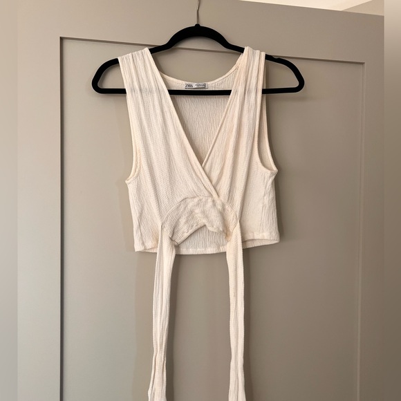 Zara Tops - Zara White Wrap Crop Top